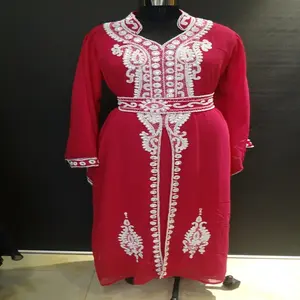 Черный Кафтан с длинным рукавом и бусинами для женщин, индийский кафтан с длинными рукавами и бисером