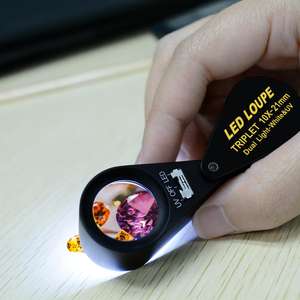 แว่นขยายสำหรับช่างอัญมณีแบบมืออาชีพ 10 เท่า พร้อมไฟ LED และแสง UV |   แว่นขยายเลนส์อะโครมาติกแบบสามชั้นขนาด 21 มม. สำหรับตรวจสอบอัญมณีและเครื่องประดับ - Product Image 2