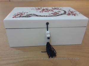 Caja de laca de joyería con pintura de flor de melocotón, Etiqueta Privada - Product Image 2