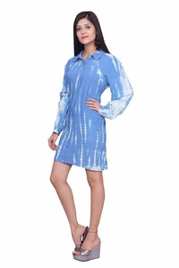 Azul cielo y blanco Tie Dye vestido casual Moda Africana ropa de playa - Product Image 4
