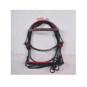 Wholesale Luxury Horse <b>Bridle</b> Premium Drum Dyed Leather Black Crystal Accents Custom Logo Western Saddle Brow Band Noseband - Product Image 1
