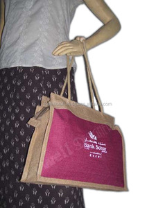 Sac de courses en jute Lowellcraft avec broderie, grande taille, fermeture à cordon, modèle promotionnel écologique tendance JDB03775 - Product Image 5
