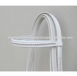SHEMAX – bride de cheval ornée de diamants en cuir-blanc - Product Image 2
