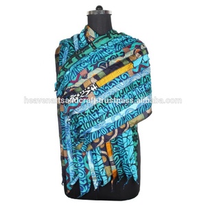 Vintage Indian Silk Scarf Reversible Stole with Colorful Striped Pattern Long Plain Style Similar to Sari Patches - Product Image 2