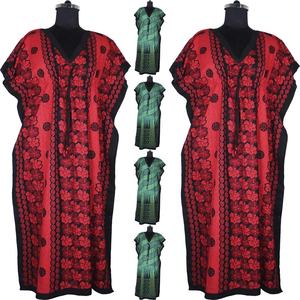 Caftanes largos de algodón, vestido estampado con bloque de mano, caftán Dashiki tradicional africano, fabuloso de talla grande para Oriente Medio y África - Product Image 1