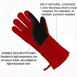 Guantes DE SEGURIDAD DE CUERO PU de manga larga de tamaño personalizable invierno cálido grueso soldador protección de manos cuero partido De Vaca para soldadura - Product Image 4