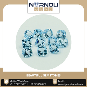 Coussin en pierre précieuse en topaze, tissu bleu clair et Semi-poli - Product Image 3