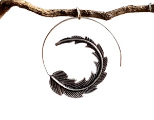 Pendientes de aro en espiral con diseño de hoja grande Tribal de plata elegante para mujer, moda Bohemia de latón para fiesta, boda, compromiso, Ideas de regalo - Product Image 2
