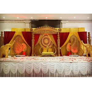 Mariage indien doré classique réception scène haut de gamme traditionnel Rajwadi recherche de mariage hindou en plein air nouveau modèle de panneau - Product Image 1