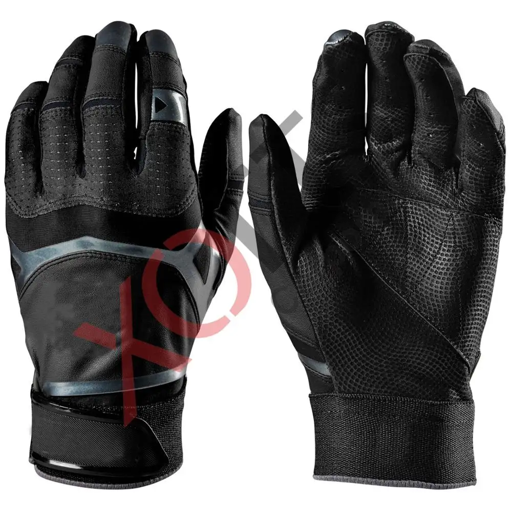 Black Batting Gloves Digital Leather Gray Printing