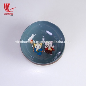 Cuenco de cáscara de coco lacado Natural, cuenco de coco hecho a mano pintado único - Product Image 2