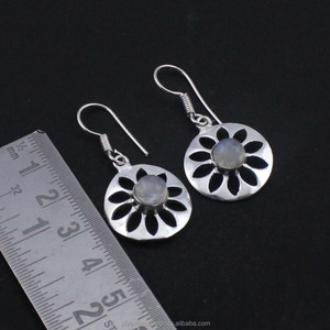 ต่างหู925สเตอร์ลิงสีเงินทึบธรรมชาติแบบคลาสสิกทำด้วยมือเครื่องประดับน่ารักสำหรับงานแต่งงาน - Product Image 5