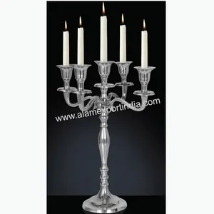 नवीनतम डिजाइन चांदी और चमकदार गोल्डन मढ़वाया centerpiece candelabras शादी की घटनाओं मोमबत्ती धारक candelabra