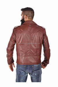 แจ็กเก็ตหนังแกะแท้สำหรับนักขี่จักรยานสำหรับผู้ชายดีไซน์ใหม่ล่าสุดจากโรงงาน - Product Image 3