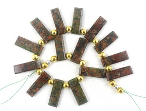 Belle 1 brin de qualité supérieure forme rectangulaire naturel rhyolite jaspe pierres précieuses perles de briolette faisant des bijoux à bricoler soi-même - Product Image 3