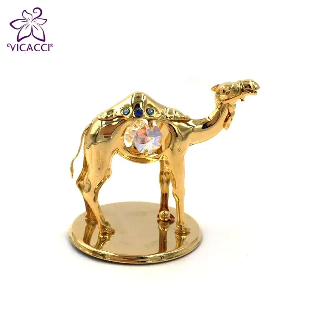 24K Gold Plated Metal Camel with crystals for Home Decoration