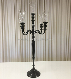 Elegance Look <b>Black</b> Aluminum <b>Candelabra</b> With Glass Votive for Wedding Event Party Centerpiece Floor <b>Candelabra</b> - Product Image 1