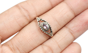 Bagues de créateur en argent Sterling 925 améthyste violette de forme ovale, argent Sterling Offre Spéciale - Product Image 4