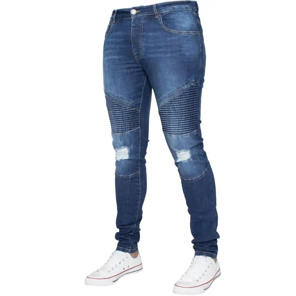 Most Fashionable Standard Durable Smart Casual Men's Skinny Ripped Biker Denim Jeans Pant