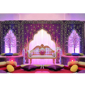 Purple Wedding Stage Backdrop for Decoration Embroidered Backdrop <b>Curtain</b> Wedding Stage Backdrop - Product Image 1