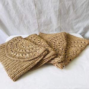 Pochette en raphia crocheté, sac à main avec doublure en lin blanc et fermeture éclair, nouvelle collection - Product Image 2