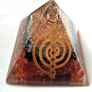 Pyramide de Guérison <span class=keywords><strong>Orgone</strong></span> Reiki Plaque Métallique Feng Shui Chakra d'Inde