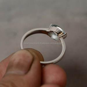 Topaze bleue pierre précieuse 925 argent Sterling femmes mariage fiançailles cadeau empilable bague bijoux faits à la main - Product Image 3