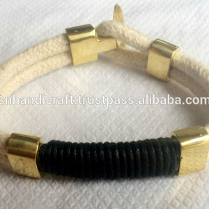 Trendy mens <b>rope</b> <b>bracelet</b>-hook <b>bracelet</b>-nautical hook <b>bracelet</b>-silver charm - Product Image 1