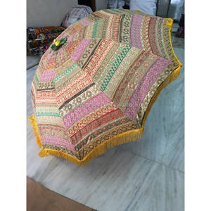 Parasol indien bohème brodé à la main en coton multicolore, parapluies indiens pour un style décoratif classique, commande manuelle - Product Image 5