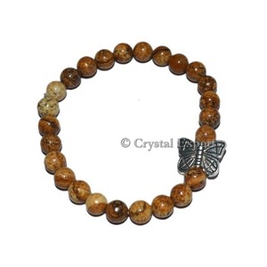 <b>Gemstone</b> Picture Jasper <b>Bracelets</b> with Butterfly - Product Image 1