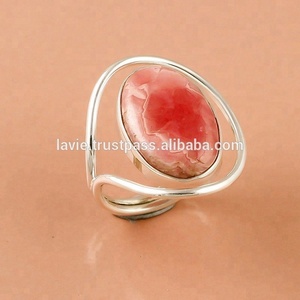 Anillo de plata de Rodocrosita natural al por mayor para bodas, compromisos, fiestas, aniversarios, anillos de piedras preciosas - Product Image 1