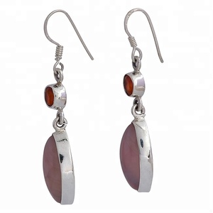 ต่างหูเงินสเตอร์ลิงทำด้วยมือ925คาร์เนเลี่ยนอาเกตต่างหูทันสมัยออกแบบด้วยลวดสำหรับเป็นของขวัญงานแต่งงานงานปาร์ตี้ - Product Image 2