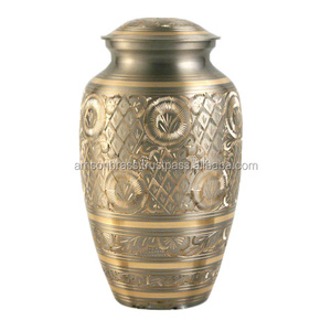 Urnes funéraires en laiton en métal pour cendres humaines Urne funéraire finie imprimée en émail blanc pour cendres humaines - Product Image 6