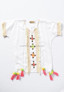Túnica tipo caftán para mujer, túnica corta con bordado y cuentas, estilo clásico, para vacaciones, Verano - Product Image 3
