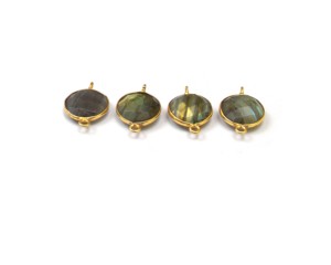 Quartz fumé en argent sterling plaqué or, pierre précieuse naturelle à facettes, double bélière, connecteur de lien de breloque pour bijoux faits main - Product Image 5