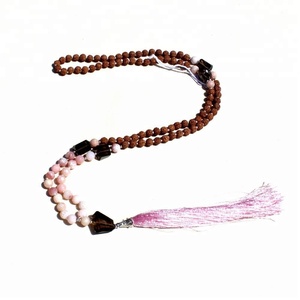 Collares de cuentas de Yoga hechos a mano para artistas indios, de alta calidad, color rosa Ópalo, 108 - Product Image 4