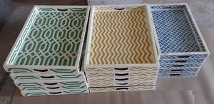 Plateau de service écologique en incrustation d'os avec design en zigzag Style traditionnel pour l'extérieur - Product Image 6