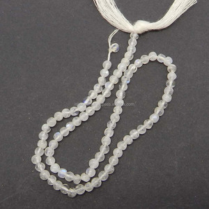 Piedra Lunar arcoíris redonda lisa de 3mm, Gema de 9,5 pulgadas de longitud, hilo de 16,15 cts, fabricación de cuentas para joyería - Product Image 4