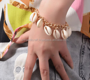 Fashion Gold Cowrie <b>Shells</b> Surf Hippi wristband Fair Trade <b>Bracelet</b> Stretchable Handmade Creations - Product Image 1