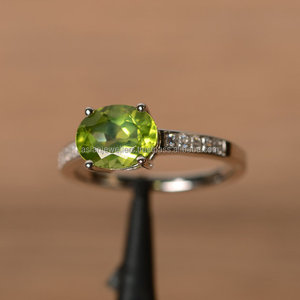 Anillo de cuarzo peridoto de Plata de Ley 925, joyería hecha a mano, joyería de plata - Product Image 2