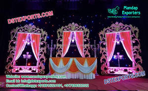 ชุดแต่งงานสีฟ้าสำหรับเวทีชุดต้อนรับเวทีงานแต่งงานในเอเชียดีไซน์เนอร์ที่สวยงาม - Product Image 3