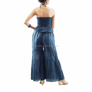 Barboteuse pour femmes, combinaison longue, col ras du cou, sans manches, couleur unie, décontracté, élégante, pour l'été - Product Image 3