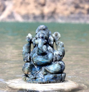 Estatua de Ganesha Tallada a Mano en Labradorita, Escultura Budista Religiosa, Piedra Preciosa Natural, Gemas Rudra Grabadas EN;10122740 India - Product Image 6