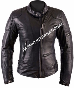 Chaqueta de cuero para mujer, color negro, 100% - Product Image 1