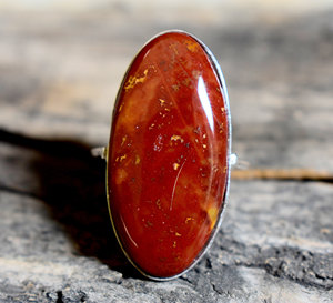 Anillo de Piedra de Sangre, Ovalado, Redondo, Pera, Cuadrado, Rectangular, Gema Natural, Cabujón, Plata de Ley 925 - Product Image 5