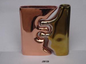 Floreros de aluminio fundido en dos tonos, florero de Metal para decoración del hogar, oro rosa y dorado, oro y latón - Product Image 4