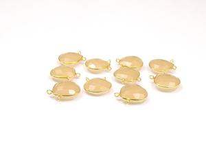 925 plata esterlina melocotón piedra lunar piedra preciosa facetado bisel conector chapado en oro corazón joyería hacer hallazgos - Product Image 4