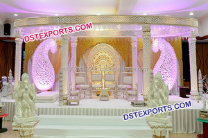 Majestuoso Mandap Tradicional Indio para Bodas, Decoración de Fibra de Vidrio, Duradero, Personalizable, Elegante Escenario Blanco para Eventos en el Reino Unido - Product Image 2
