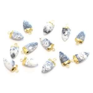 Colgante de ópalo dendrítico de latón, forma de media marquesa, chapado en oro, accesorio de joyería, estilo bail, piedra facetada para la creación de joyas - Product Image 2