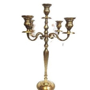 Candelabro de centro de mesa brillante chapado en oro antiguo para candelabros de decoración de boda de gran venta candelabro de 5 brazos para la mejor venta - Product Image 1